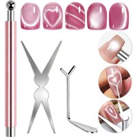 3pcs Cat Eye Nail Magnet Set French Tips Heart Swirl Effect Nail Art Magnet Tools Manicure Magnets Stick For Nail Gel Polish