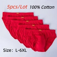 5PCS Men's Full Cotton Underwear Red Triangle & Four - Cornered Shorts Wedding Gift