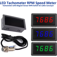 Speed Measuring Instrument 4 Digital DC8-24V LED Tachometer Gauge RPM Speed Meter + Hall Proximity Switch Sensor NPN For Motor