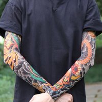 Ultra thin seamle Tattoo Flower Arm For Men Women Cool Travel Cycling Elastic Scratch Resistant Sunscreen Arm Sleeves Accessorie