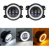 2pcs Super Bright 4 Inch LED Fog Lights White DRL Amber Turn Signal Round Fog Lamps