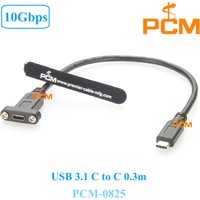 2pcs 0.3m 10Gbps USB C female to USBC Male Wire Extender Data Cord USB 3.1 Type C Extension Cable with Panel Mount Screw
