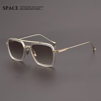 Star-like parallel bar large frame pilot glasses for women 006 designer handcrafted myopia glasses pure titanium UV400 men spect