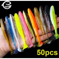 QXO 50 Pcs/Lot 7cm10cm Soft Lure Shad Wobbler Silicone Bait Sea Worm Swimbait Streamer Silicone Lure Spinnerbait Accessories