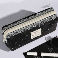 Lace Star Dots Y2k Dots Pencil Case Pencil Pouch Cute Dog Cat Friend Korean Style Pen Bag Desktop Storage Large Capacity