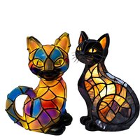 Animal Night Lights for Kids Cat Desk Lamp Animal Statue LED Lights Resin Spooky Halloween Decorations for Christmas Birthday