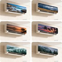 Scenic Ocean Forest Marble Air Conditioner Decals Self Adhesive AC Panel Wrap Cover for Bedroom Living Room Office Crafts