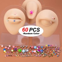 60/88/110PCS Mixed Style Body Pierc Jewelry Acrylic Ball Eyebrow Navel Belly Lip Tongue Nose Piercing Ring Labret Stainless Bar
