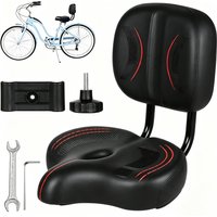 Übergroßer Fahrradsitz mit Rückenlehne, verbreitert und verdickt, weicher Fahrradsattel, Stoßdämpfung, 220 lbs Tragkraft, bequemer gepolsterter Fahrradsitz