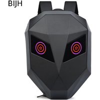 Iron Man Style Double-Shoulder Computer Backpack, Motorcycle Helmet Storage Bag, Expandable Capacity, Pc Hard Shell with Light-Up Feature for Safe Riding, No Need for Built-In App to Play Videos image 4