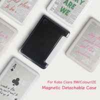 2-in-1 Magnetic Detachable Case for Kobo Clara Colour Clara BW / 2E Vintage Newspaper Print Smart Cover Auto Wake Sleep Slim