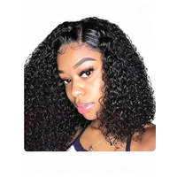 Black Synthetic Short Kinky Curly Bob Wig for Women HD Transparent Lace Front Pre-Plucked Baby Hair Jerry Curly Short Wigs
