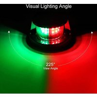 Bow LED Navigation Sailing Light LED Navigation Sailing Light Marine Boat Plastic Red+Green W/Chrome Housing