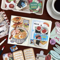 20pcs/pack Kawaii Ins Fresh Store Series Food and Coffee Material Pack DIY Scrapbook Handbook Aesthetic Stationery Supplies