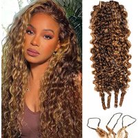 Honey Blonde Highlight Burmese Curly Crochet Human Hair For Braids Pre-Separated Knotless Ombre Miracle Knots Feather Human Hair