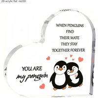 2D Flat, 1pc Contemporary Acrylic Heart Plaque - Romantic "You Are My Penguin" Gift for Him or Her, Anniversary Wedding Love