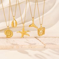 1Pc Waterproof Summer Ocean Animal Starfish Conch Shell Pendant Necklaces Sea Wave Mermaid Tail Aesthetic Collares Jewelry