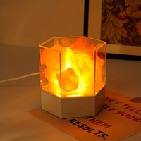 Salt Rock Lamp LED Handmade Crystal Night Light Small Table Lamp Suitable for Yoga Room Meditation Bedroom Living Room Decor