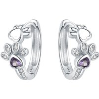 PANPOKI S925 Sterling Silver Cute Pet Hollow Claw Print Earrings Hoop Earrings Women Jewelry Original Trendy Anniversary Gifts