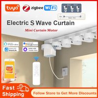 Elektryczna szyna do zasłon z falowaniem S, regulowana, inteligentny silnik do zasłon Tuya, Mini, Zigbee, WiFi, sterowanie Alexa i Google Assistant