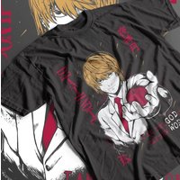 Summer Hot Sale Kira Ryuk T-shirt Death Note Horror Anime Black Graphic Tee Gift Shirt Men's Round Neck T-shirt