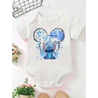Newborn Baby Romper Cute Stitch Angel Mickey Minnie Short Sleeve Jumpsuit Infants Clothes Summer Fashion Bodysuit