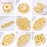 18K Gold Plated Hollow Spacer Beads For Bracelet Making,Separator For Beads,Brass Loose Beads,DIY Necklace Making Accessories