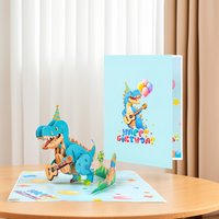 1pc Pop Up Birthday Card 3D Dinosaur Guitar Happy Birthday Card with Blank Note Birthday Greeting Card Gifts for Friend