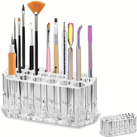 1pc transparent acrylic makeup brush holder, durable desktop storage tool, easy-to-use design, portable brush storage box