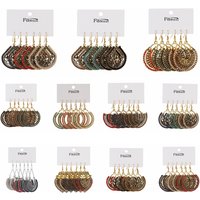 Vintage Ethnic Geometric Drop Earrings for Women Gold Color Hollow Round Heart Shape Braided Bohemia Earrings Jhumka Jewelry