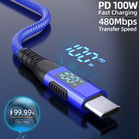 USB C to Type C Cable 100W 5A Fast Charging Mobile Phone Data Cable Nylon Braided Cable For iPhone MacBook iPad Samsung 1M 2M 3M