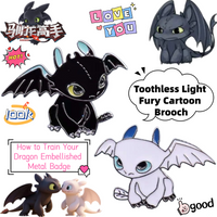 How to Train Your Dragon Toothless Light Fury Cartoon Creative Couple Brooch Personality Anime Peripheral Decorative Metal Badge