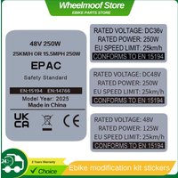 Ebike modification kit stickers,36V 48V 250W Electric Bike Lable,Compataible for Bafang Tongsheng and other Brand Conversion Kit