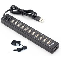 Hub USB de haute qualité à 12 ports, hub USB 2.0, séparateur multi-USB avec adaptateur d'alimentation EU/US pour imprimantes, haut-parleurs, lecteurs MP3