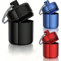 Mini Pill Box Keychain Waterproof Metal Pill Case Secure Lock Portable Travel Medicine Holder With Key Ring For Outdoor Survival