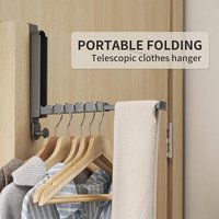 Door Hooks Hanger, Over The Door Hanger with Retractable Rod, Foldable Over The Door Drying Rack for Laundry Bathroom Bedroom