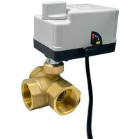DN15-DN50 3-Wege-Motorisierter Kugelhahn aus Messing, 3-Draht, 2-Steuerung, elektrische Stellantriebe mit manuellem Schalter, 220 V, 12 V, 24 V
