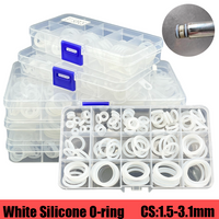 VMQ O Ring Gasket CS 1.5/2/2.4/3.1mm Waterproof Washers Silicone Insulate Heat-Resistant Round O Shape Seal White Kit