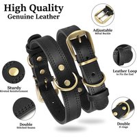 Genuine Leather Dog Collar Durable Puppy Dog Collars Real Leather Pet Necklace Adjustable for Small Medium Large Dogs Pitbull