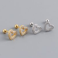 New In 2pcs Stainless Steel Small Heart Piercing Stud Earring For Women Mini Zircon Tiny Cartilage Tragus Earring Jewelry