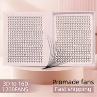 1200 Fächer Wimpern XXL Mega Tray Matte Ultra Dark Vorgefertigte Volumenfächer Spitze Basis Promade Fans Wimpernverlängerungen Make-up-Tools