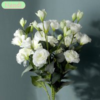 3PCS 3Heads Artificial Flowers Silk Rose White Eucalyptus Leaves Peony Bouquet Fake Flowers Wedding Table Party Vase Home Decor