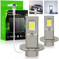 2Pcs H3 LED Car Headlights Bulbs Fanless Fog Lamps H3 Daytime Running Light Super Bright Fog Lamp Lights 6000K 12V