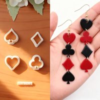 5Pcs Poker Suit Clay Cutters, Heart Spade Diamond Club Shapes for Poker Themed Polymer Clay Earrings & Crafts Jewelry Making