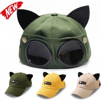Cat's Ears Pilot Glasses Baseball Hat Fashion Hiphop Versatile Cap Adult Sunshade Hat Unisex Adjustable Hip Hop Baseball Caps