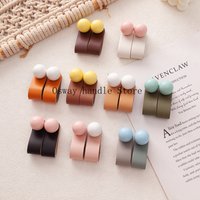 Simple Colorful Leather Cabinet Handles Ceramic Ball Drawer Knobs Wardrobe Pulls for Children's Room