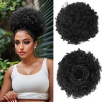 synthetic Afro Puff Ponytail Extension For Women Premium short Afro Kinky Curly Drawstring Hair Bun Synthetic Hair pieces
