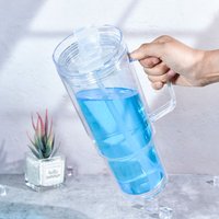 40 oz Capacity Snowglobe Tumbler Pre-Drilled Holes DIY Plastic Clear Cups Transparent with Handle Glitter Snow Globe Drinkware