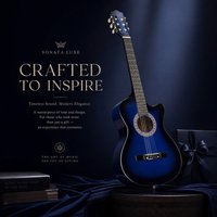 Western Cutaway Gitarre 6 Saiten Blau 38 Zoll Hochwertig Pflegeleicht