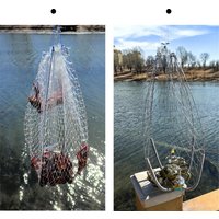 1 pc spring contracting crab cage, stainless steel wire anti bite fishing net, bait cage for catching lobsters and crabs